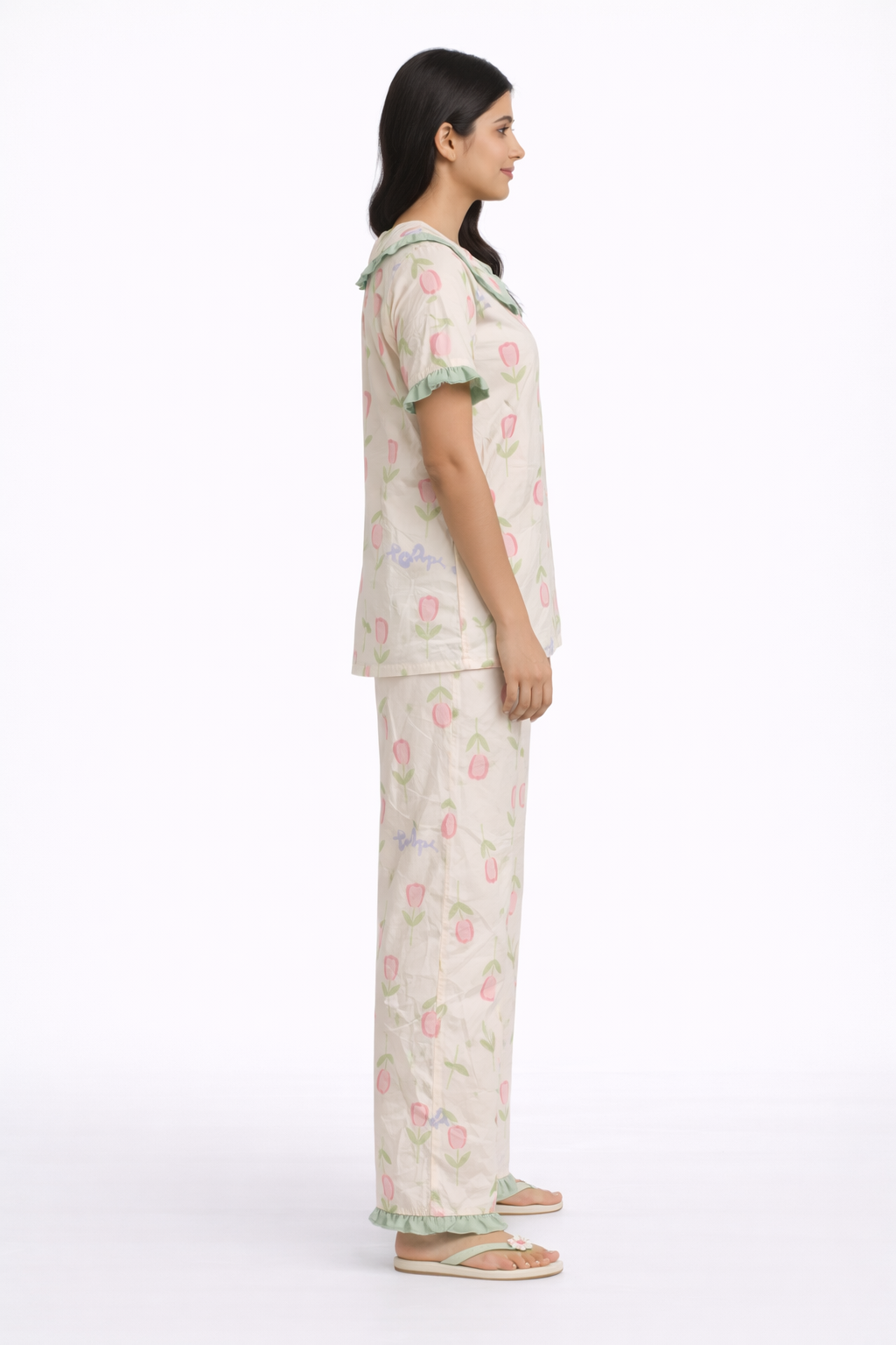 Green Tulips Night Suit