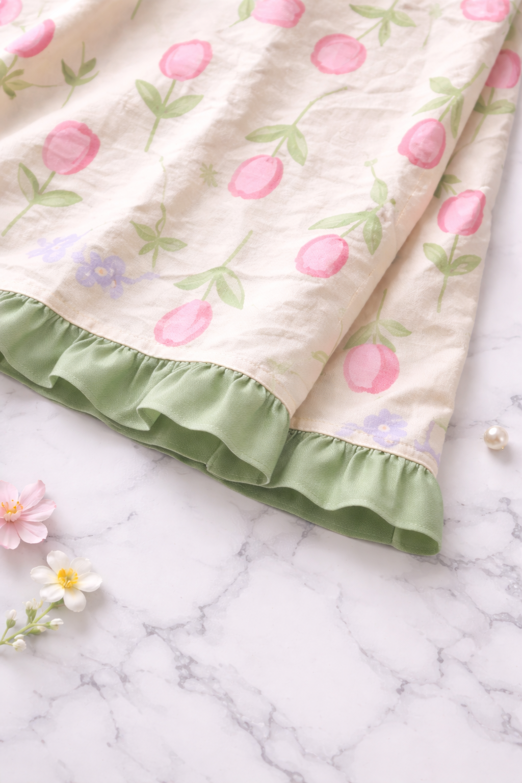 Green Tulips Night Suit